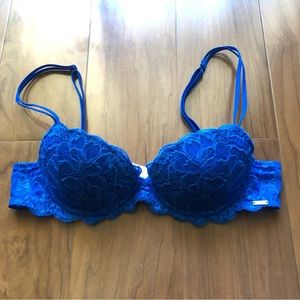 Blue lace lightly padded PINK bra